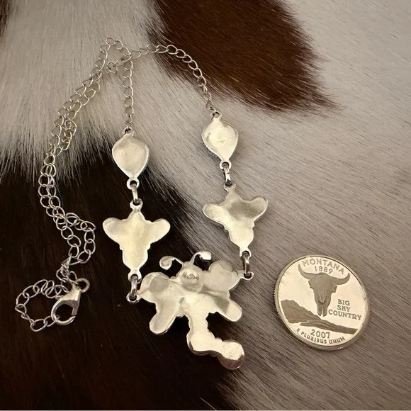 ❤️ Cotton Candy Kingman Turquoise Dragonfly Navajo Style Sterling 925 Necklace - Picture 9 of 11